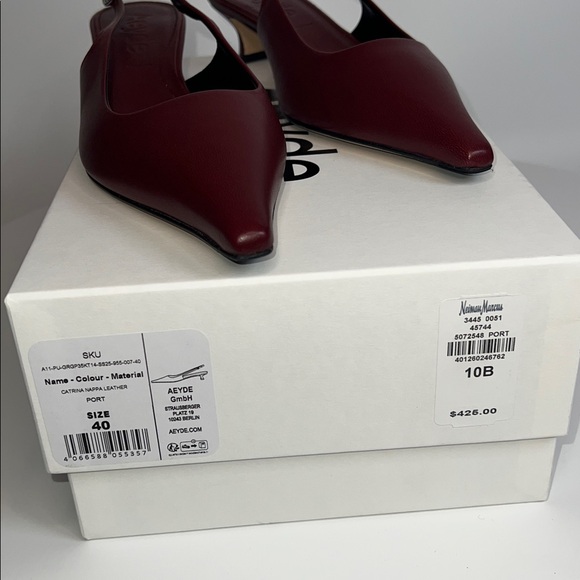 ♥️NWT AEYDE CATRINA NAPPA LEATHER SLINGBACK PUMPS IN BURGUNDY SIZE 40/US10 - Picture 13 of 15